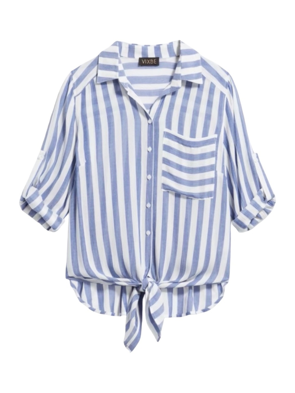 Stitch Fix NWT Vixbe Thompkins Striped Button Up Tie Front Top Shirt Size Small
